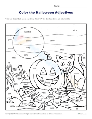 Color the Adjectives: Halloween Fun