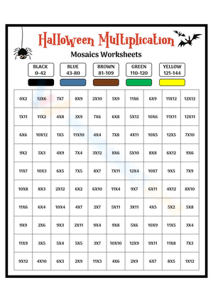 Mosaic Math: Halloween Multiplication Art