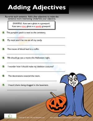Adding Adjectives Worksheet: Improve Vocabulary