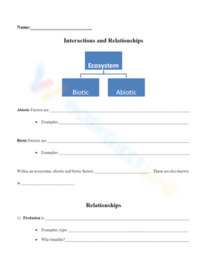Biotic & Abiotic Interactions & Relationships
