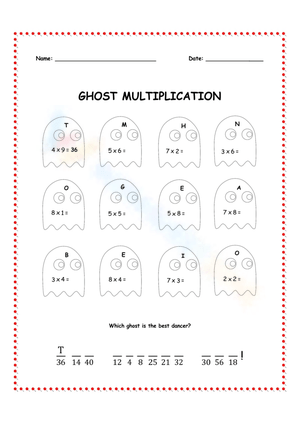 Ghost Multiplication Worksheet