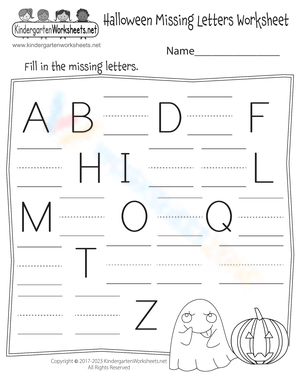 Halloween Missing Letters Worksheet
