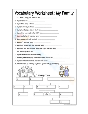 Family Roles Vocabulary Worksheet