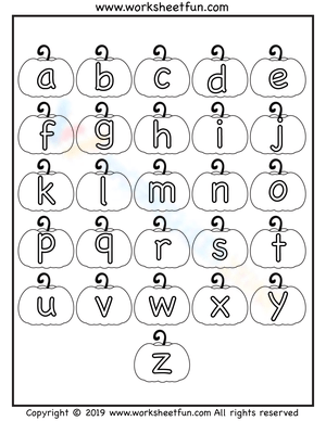 Lowercase Letters Coloring Worksheet