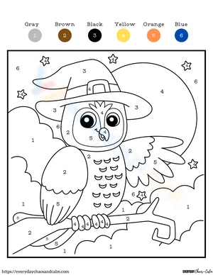 Color by Number Owl Worksheet