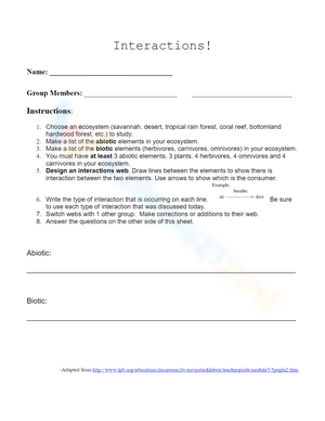 Interactions Between Abiotic and Biotic Elements