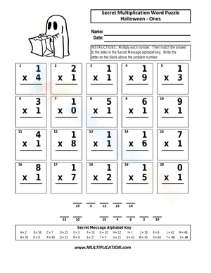 Uncover Secrets with Multiplication Word Puzzle Worksheet
