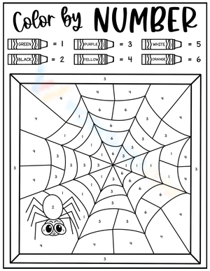 Halloween Spider Color by Number Worksheet