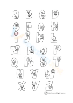 Skeleton Bubble Letters Worksheet