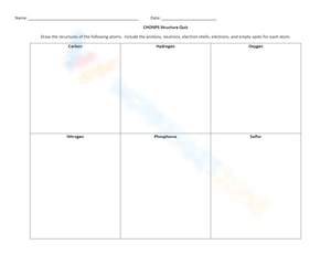 CHONPS Structure Quiz Worksheet