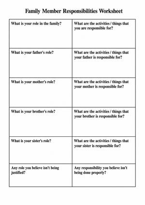Essential Family Member Responsibilities Worksheet | Grade 2