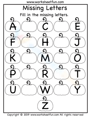 Uppercase Missing Letters Worksheet