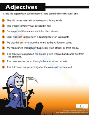 Identify Adjectives in Sentences – Worksheet