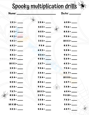 Spooky Multiplication Drills Worksheet
