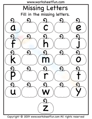 Lowercase Missing Letters Worksheet: Practice ABCs