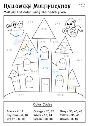 Halloween Multiplication Coloring: Math Fun!