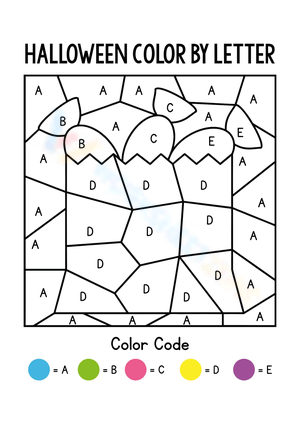 Halloween Coloring by Letter Worksheet