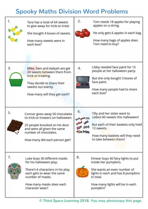 Spooky Halloween Division Word Problems
