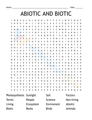 Free Printable Abiotic Vs Biotic Factors Worksheets