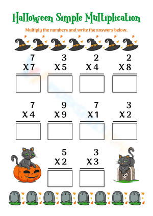 Halloween Simple Multiplication Worksheet