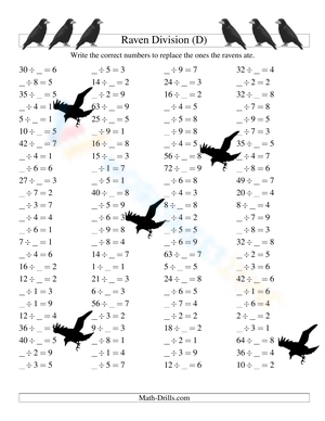 Raven Halloween Division Worksheet