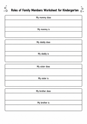 Roles of Family Members Worksheet for Kindergarten