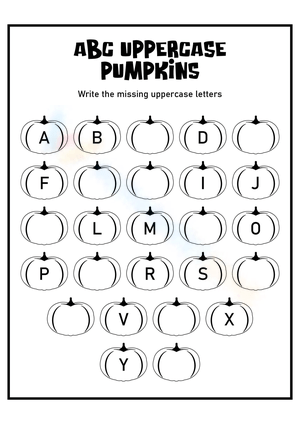ABC Uppercase Pumpkins Worksheet