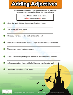 Adding Adjectives Worksheet: Enhance Sentences