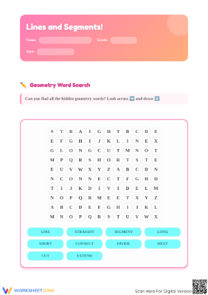 Printable Lines and Segments Worksheet — Grade 4 Math