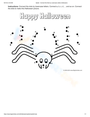 Spider Connect the Dots by Letters