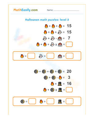 Level 3 Halloween Math Puzzles for Spooky Fun