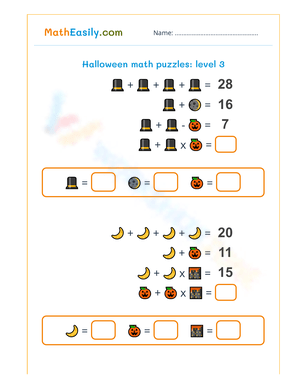 Engaging Halloween Math Puzzles Worksheet