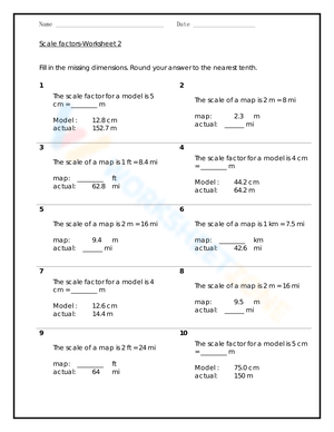 Scale Factors- Worksheet 2