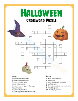 Happy Halloween Crossword Puzzle for Kids