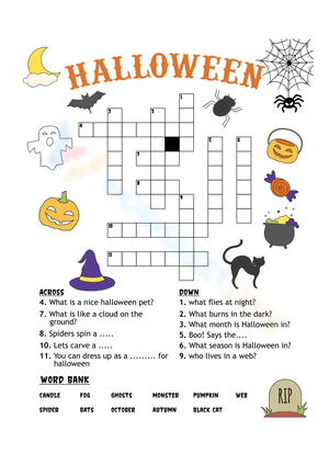 Halloween Crossword Puzzle for Children