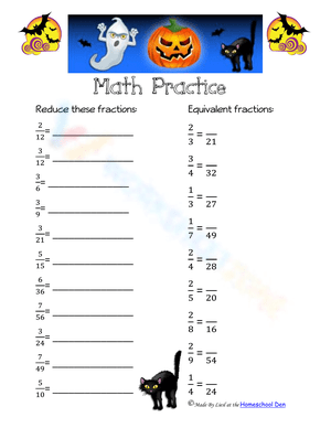 Halloween Fraction Practice Worksheet