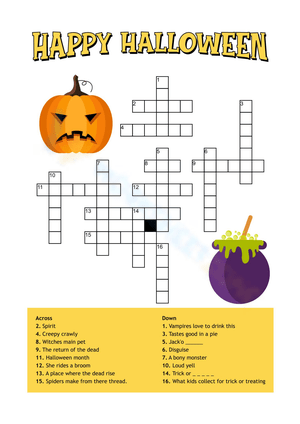 Halloween Themed Crossword Puzzles Printable