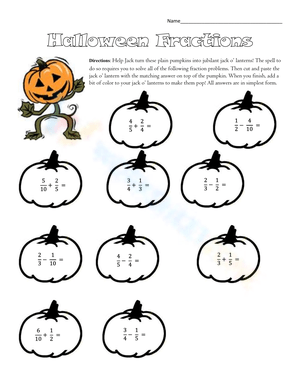 Halloween: Adding and Subtracting Fractions