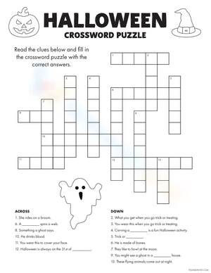 Halloween Crossword Puzzle Fun