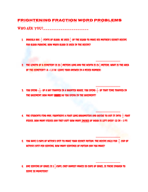 Fraction Word Problems: Halloween Math!
