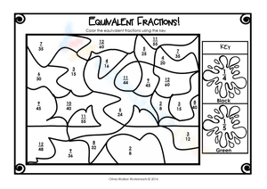 Practice Equivalent Fractions Coloring Fun