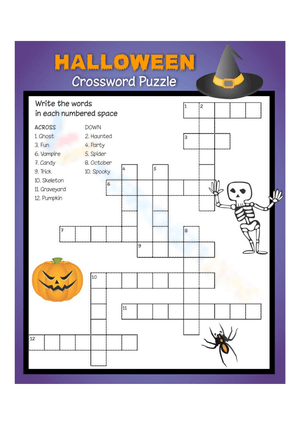 Scary Halloween Crossword Puzzles