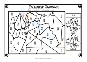 Equivalent Fractions Coloring Worksheet for Practice