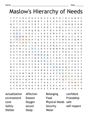 Maslow's Hierarchy of Needs Word Search