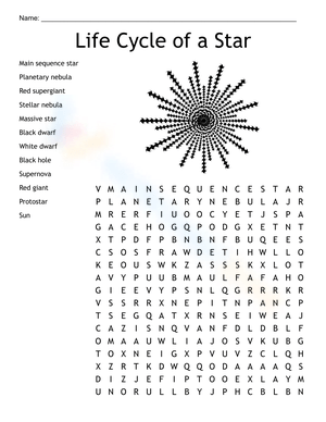 Life Cycle of a Star Word Search