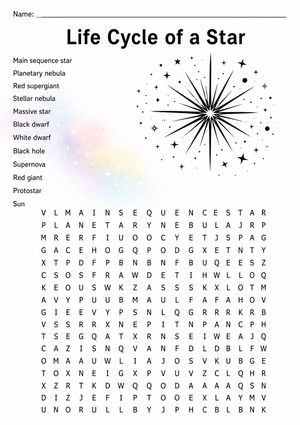Grade 6-9 Star Life Cycle — Printable No-Prep Worksheet