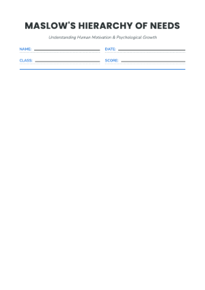 Maslow Hierarchy Needs Worksheet