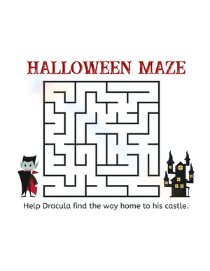 Dracula Haunted House Halloween Maze Worksheet