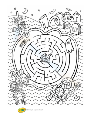 Ghost Maze Coloring Page Halloween Worksheet