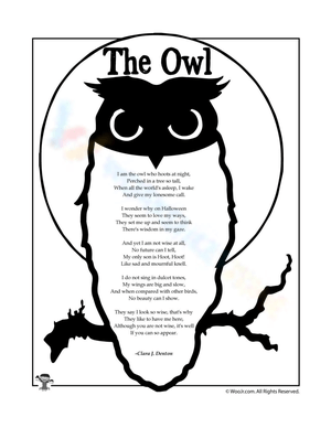 The Owl Poem by Clara Denton Halloween Worksheet
